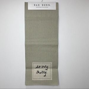 Rae Dunn SO VERY MERRY Embroidered Striped Table Runner‎ NEW